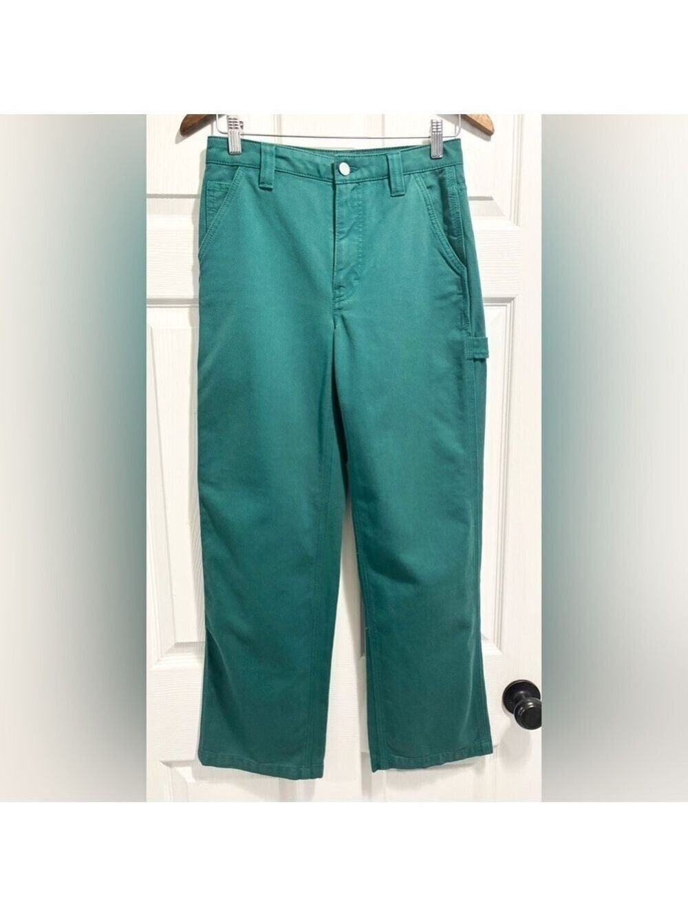 TNA Aritzia Greenwich Carpenters Utility Pants Relaxed High Rise Teal Green Sz 2